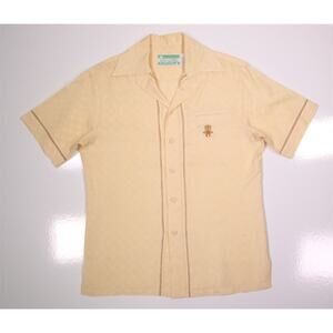 Waltah Clarke's Vintage 60's 70's Hawaiian Beige Button-Up Shirt Men's Medium